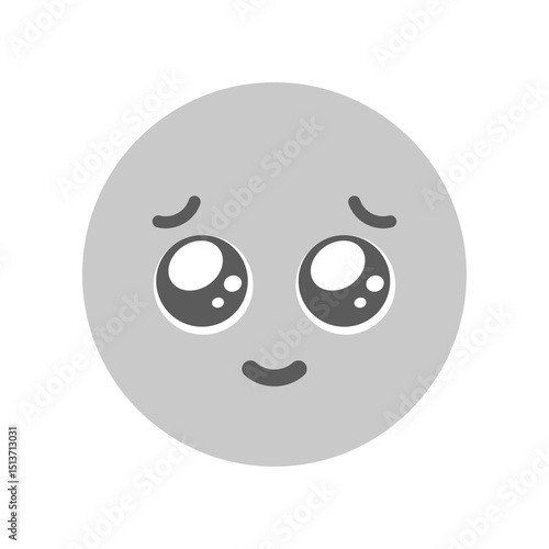 うるうるした涙目で微笑んでいるかわいい顔の絵文字 - お願い･甘える、好き･尊い･嬉しい感情の素材