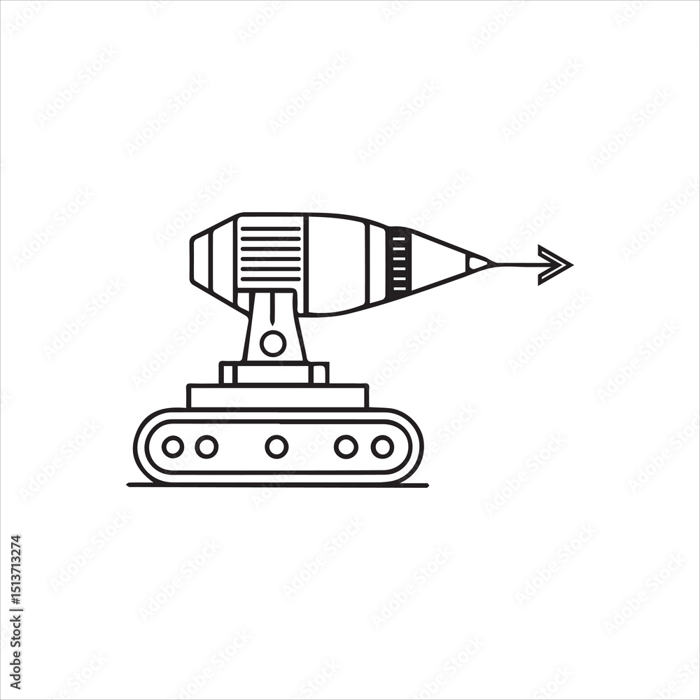 Fototapeta premium drill car machine black line vector illustration