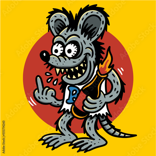 rat monster crazy torch molotov mouse ruska studio skateboard vans skater illustration mad