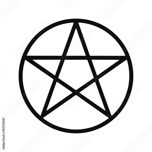 Black pentagram in circle isolated on white background symbol of wicca and occultism