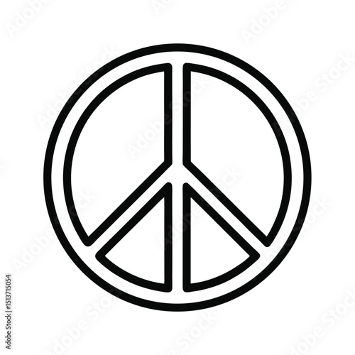 Black and white peace symbol icon illustration for design and social media elements