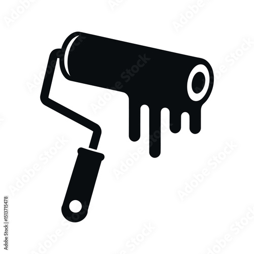 Vector illustration of a paint roller and brush, essential tools for home improvement and wall decorating