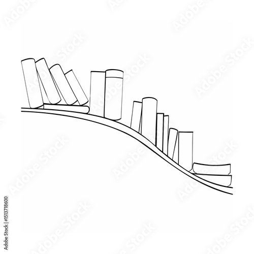 Simple hand drawn bookshelf sketch with several books illustration for graphic design