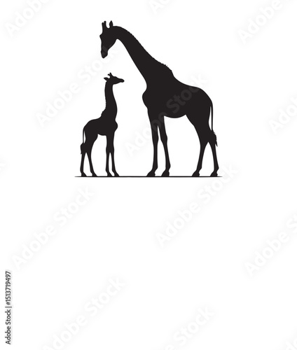 Set of giraffe  Silhouette Icon , isolated on a white background