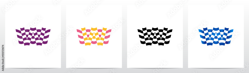 Fototapeta premium Wavy Horizontal Stripes Letter Initial Logo Design W