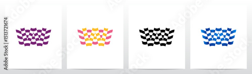 Wavy Horizontal Stripes Letter Initial Logo Design W
