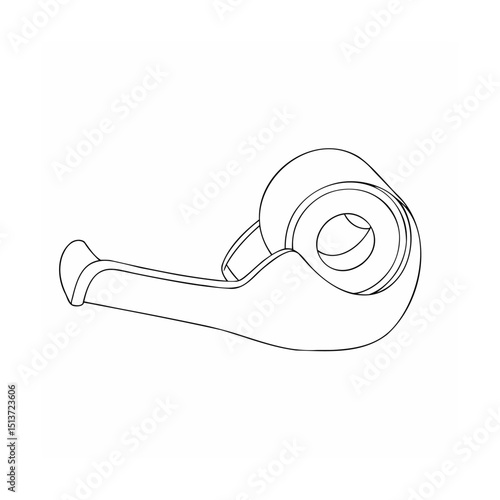 Minimalist outline drawing of a tape dispenser isolated on a clean white background