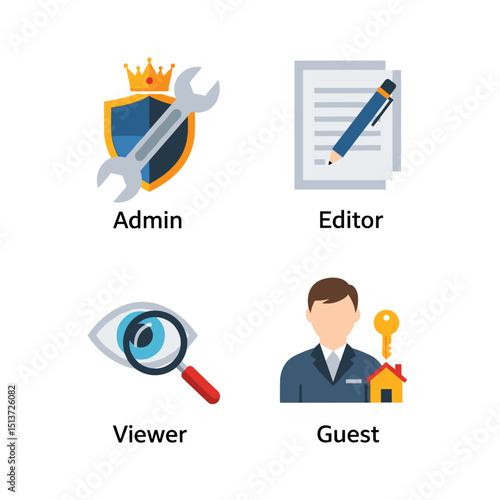 User Interface Icon Set: This image showcases a collection of modern UI icons. Representing diverse roles and functionalities, each icon has a simple, clear aesthetic.