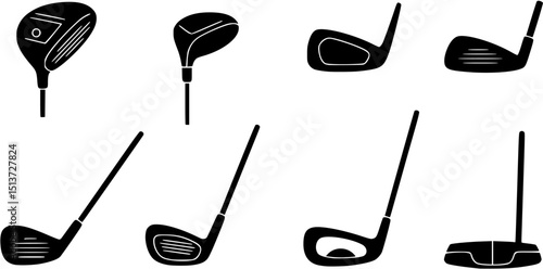 Golf club icon in solid flat trendy design style.
