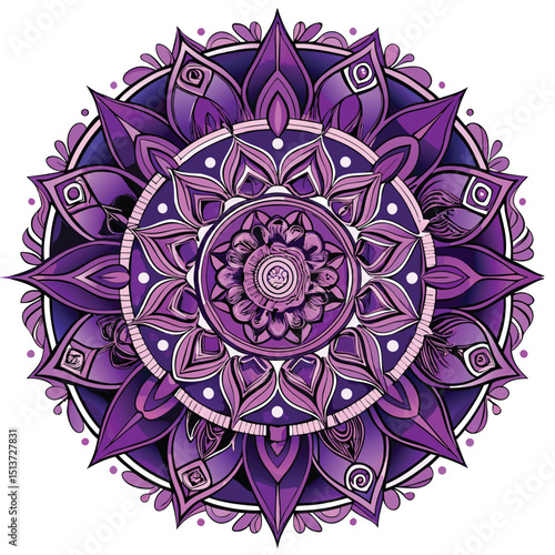 Intricate Purple Mandala Design for Relaxation and Spiritual Connection