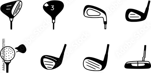 Golf club icon in solid flat trendy design style.
