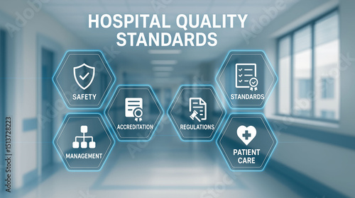 Hospital quality standards safety regulation certification monitoring management in healthcare facilities emphasizing compliance procedures, sanitation, hygiene, performance audits, and healthcar