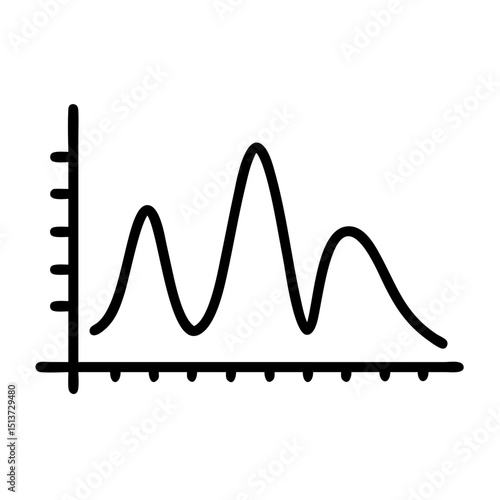 Long waveform with steep peaks icon on transparent background for web and graphic design