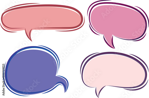 colorful abstract hand drawn outline speech bubbles set