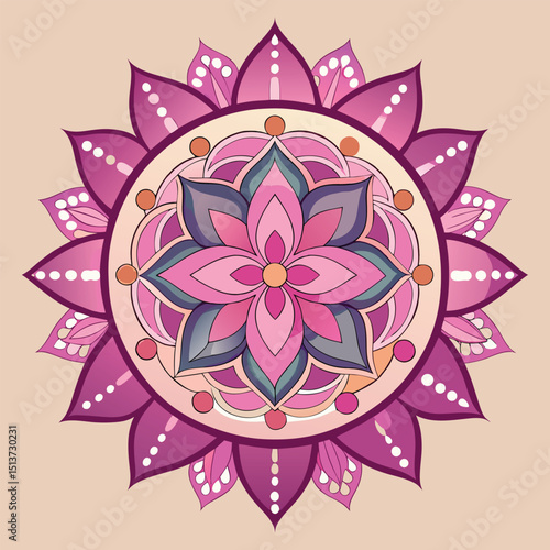 Elegant floral mandala design with pink and purple hues for relaxation