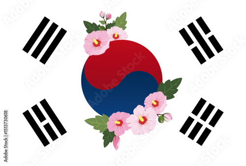 Taegeukgi and Mugunghwa, symbols of the Republic of Korea