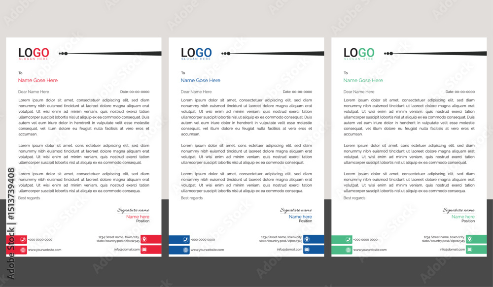 Fototapeta premium Professional and modern corporate letterhead template with a clean layout and sharp lines, ideal for business communication, branding documents, and professional office use