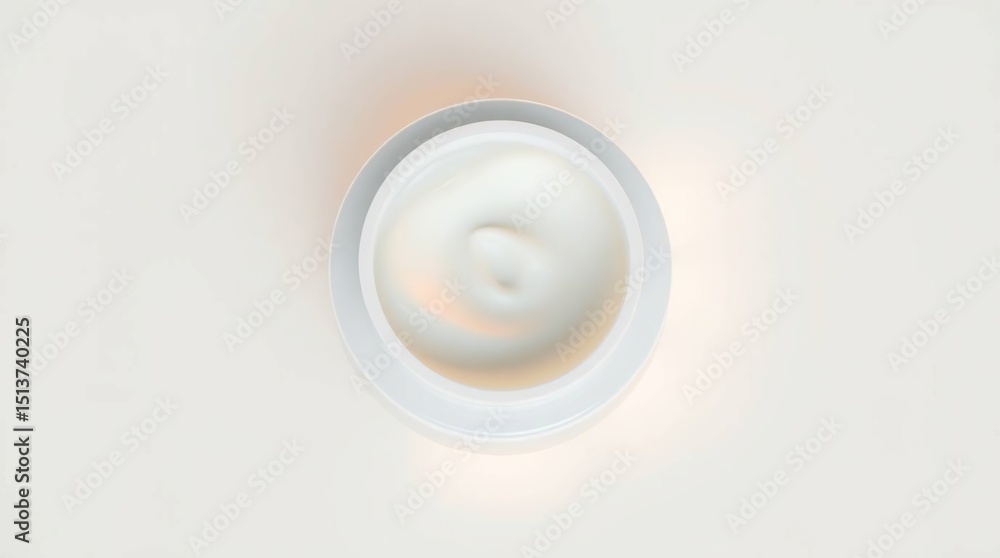 Cream jar, top-down view, creamy substance Cream jar, top-down view, creamy substance