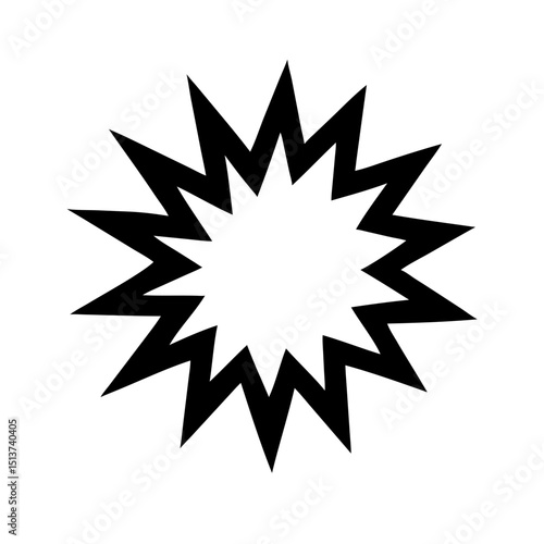 Silhouette irregular spiked explosion bubble icon on transparent background for web and graphic design