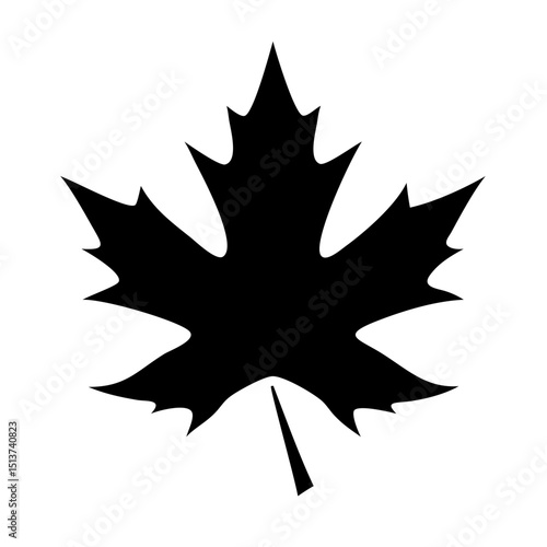 Silhouette maple leaf with jagged edges icon on transparent background for web and graphic design