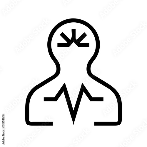 Silhouette moderate spike pulse line icon on transparent background for web and graphic design