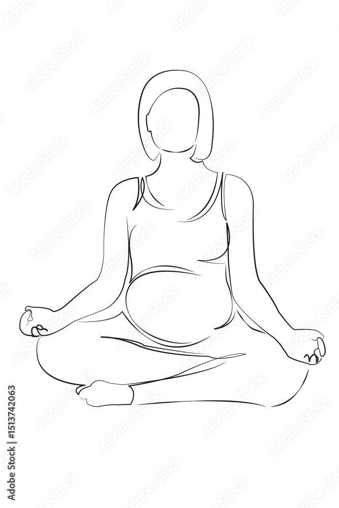 One continuous line drawing on white isolated background. Minimalism linear illustration. mother, female, pregnant, woman, lifestyle, resting, adult, indoor, relaxation One continuous line drawing on white isolated background. Minimalism linear illustration. mother, female, pregnant, woman, lifestyle, resting, adult, indoor, relaxation