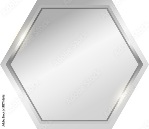 glossy silver hexagon mirror oval frame