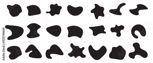 Solid Black Abstract Blob Shape Vector Collection