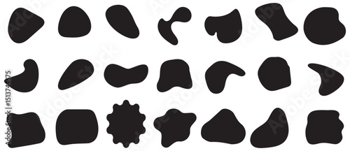 Solid Black Abstract Blob Shape Vector Collection