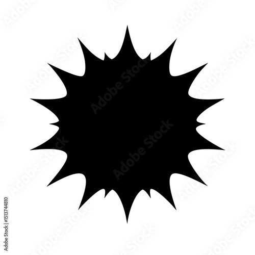 Silhouette smooth edged wide bubble burst icon on transparent background for web and graphic design