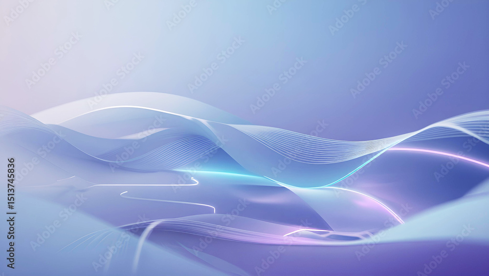 Obraz premium Soft tech theme with digital circuits and glowing lines, minimal blue and silver tones for modern screens