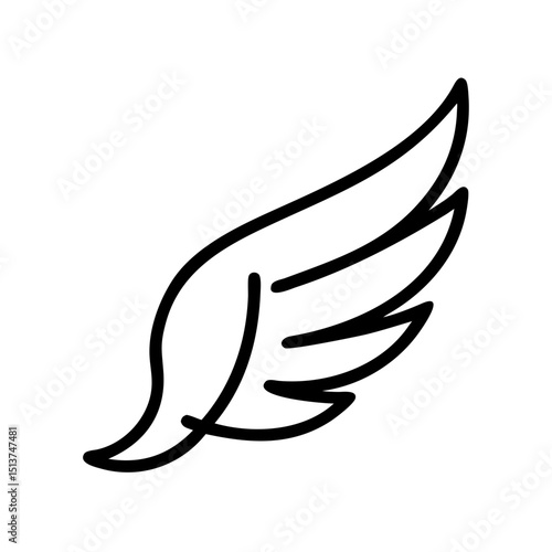 Sleek upward feather wing icon on transparent background for web and graphic design