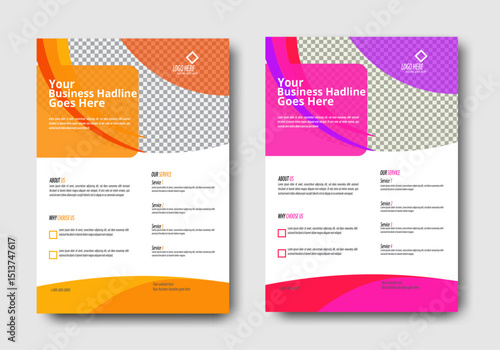 A4 size Corporate Business Flyer Design or Company Brochure Design Template With two & four color variation