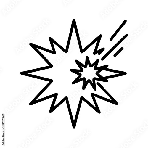 Spiky comic flare burst icon on transparent background for web and graphic design