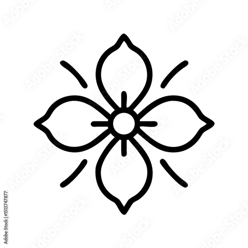 Symmetrical flower with detailed center icon on transparent background for web and graphic design