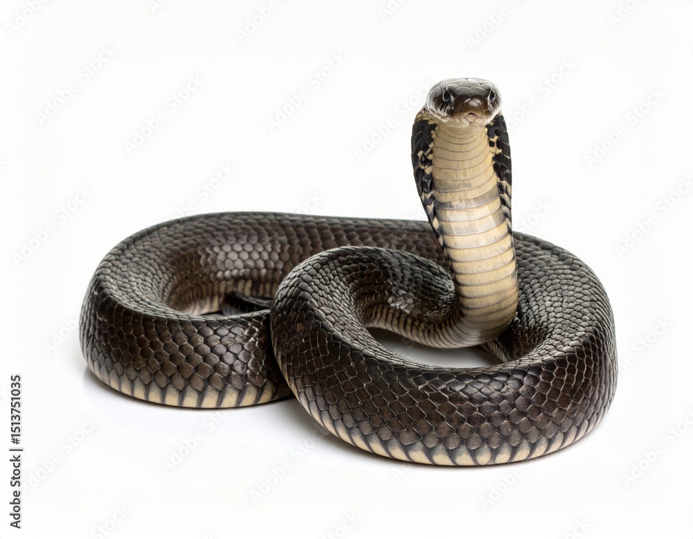Fototapeta premium King cobra over white background, no shadows