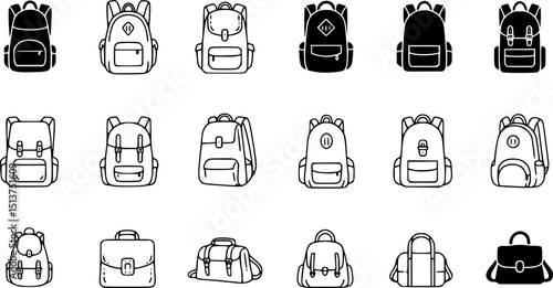 backpack vector illustration, School backpack icon set, School backpack cartoon isolated, Backpack fashion flat , Backpack fashion flat
