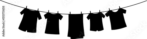 clean clothes drying on a clothesline outside vector isolated
