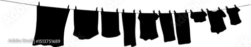 clean clothes drying on a clothesline outside vector isolated
