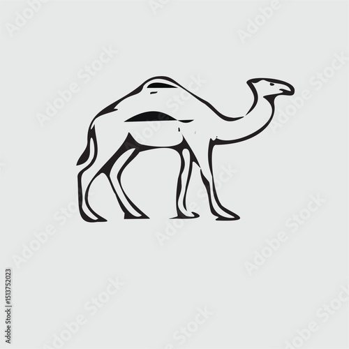 Nomadic Animal Camel Flat Vector Symbol....