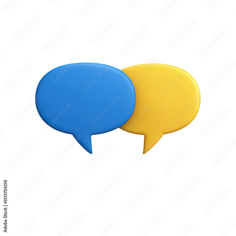 Blue and yellow speech bubbles isolated on transparent background Blue and yellow speech bubbles isolated on transparent background