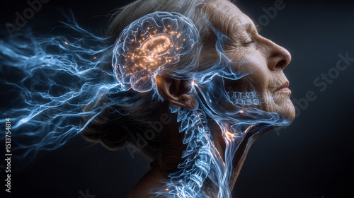 Brain disease dementia problems with loss of memory function for alzheimers as a medical health care icon of neurology and mental illness as a pencil erasing neuron cells from the human anatomy.