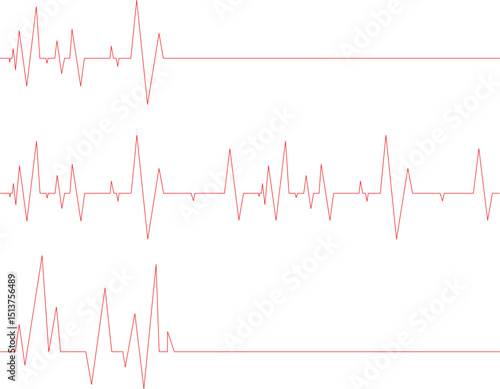 Heart beats line, ECG chart, cardiac rhythm red line, cardiology, customizable stroke, vector, illustration