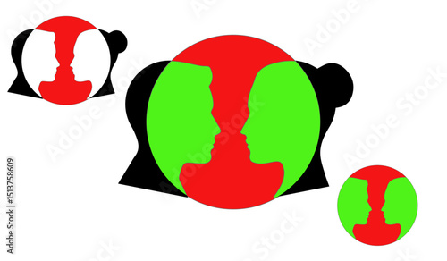loving couple in differ styles silhouettes