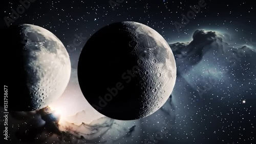 Moon in the cosmos: This image captures the awe-inspiring beauty of the night sky, with the moon taking center stage. It's a visual representation of the universe's endless mysteries.