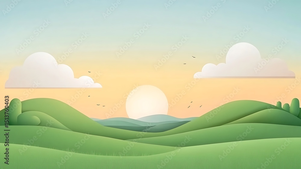 Obraz premium Sunrise over rolling hills.