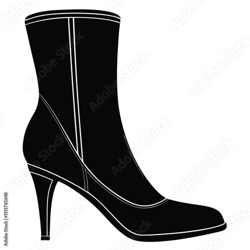 Elegant black ankle boot with a high heel, a timeless fashion statement for sophisticated women's footwear.