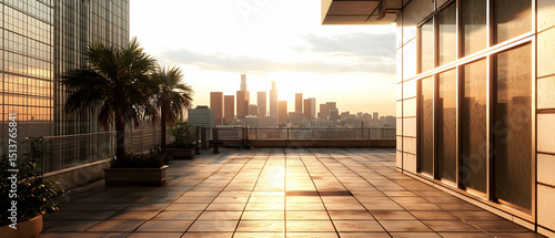 City Rooftop Terrace Sunset View