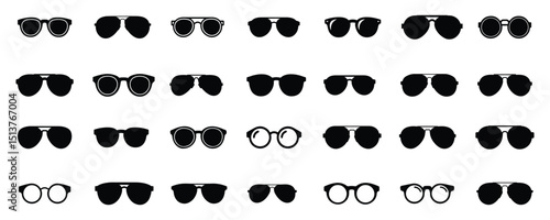 Collection of sunglass silhouette icon vector isolated on white background 