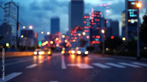 Wallpaper Mural Blurred city street at dusk with car motion and building lights in a transportation theme Torontodigital.ca